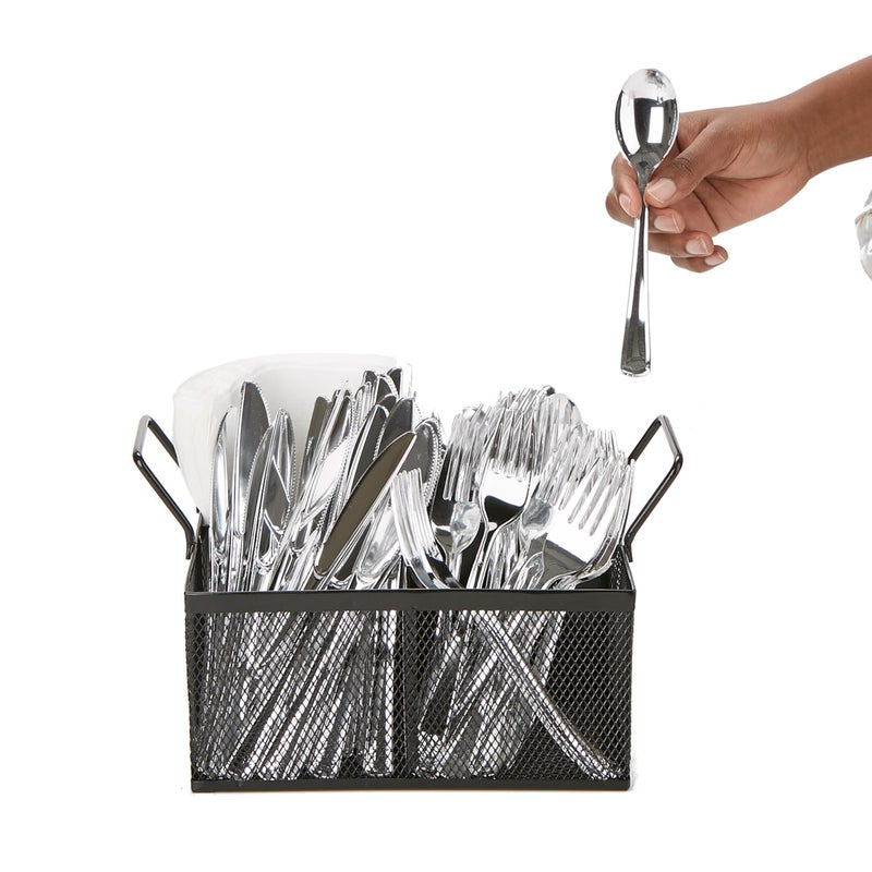 Mind Reader Utensil Accessory Caddy, Organizer, Countertop, Office, Kitchen, Metal Mesh, 8.5"L x 8.5"W x 6"H, Black - Image 5